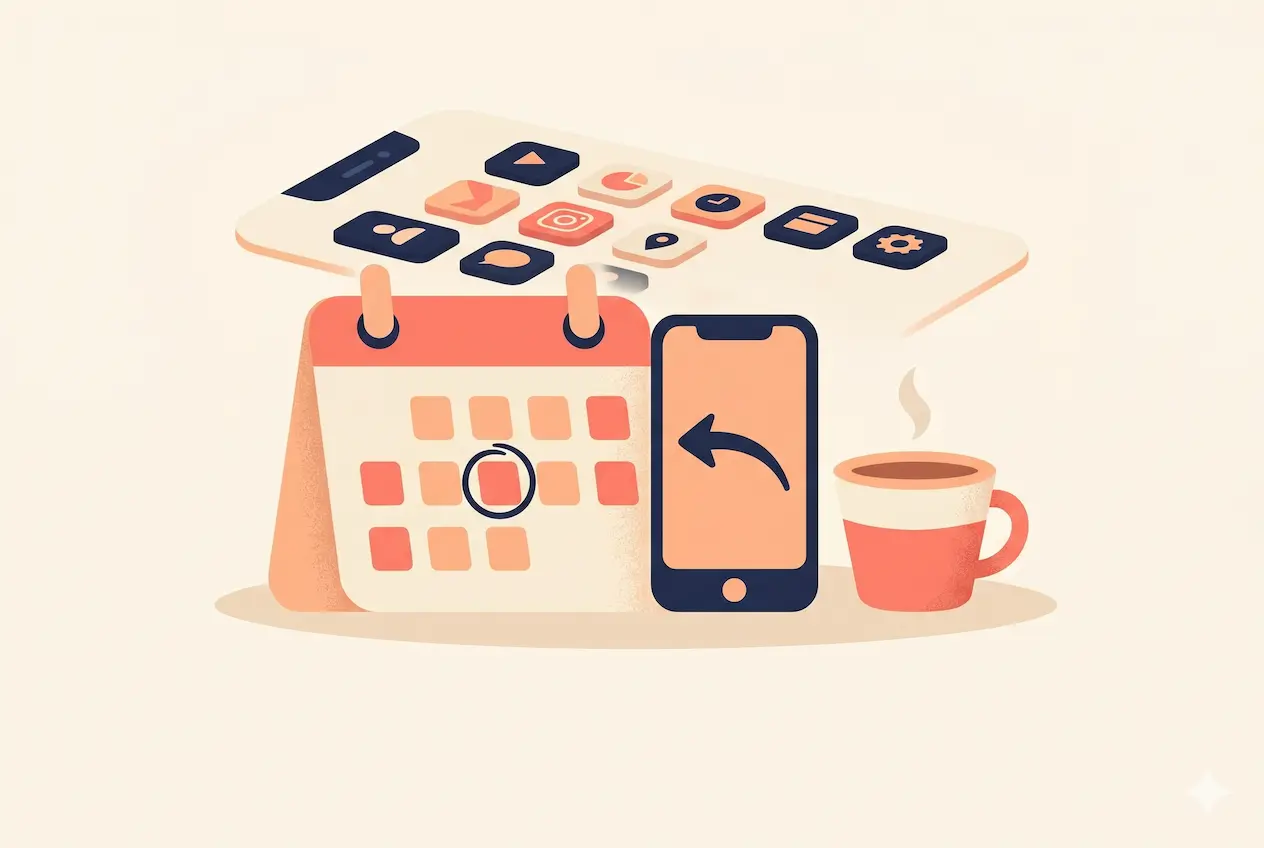 Illustration av veckans en-minuts telefonrensningsvana