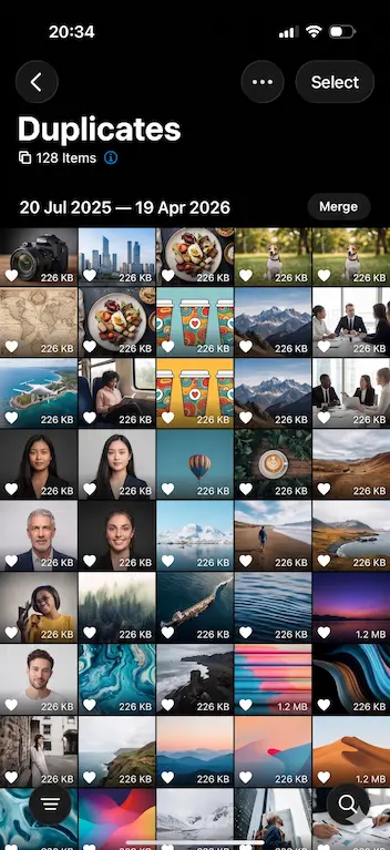 iPhone Bilder Dubbletter-album under Verktyg med dubblettpar